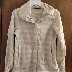 NAU Womens Off White/Tan‎  Recycled Polyester Hooded Jacket SZ Small Lightweight